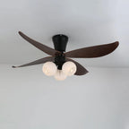 Ceiling Fan 90cm Wood-Look Blades Glass Light Remote Control