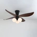 Ceiling Fan 90cm Wood-Look Blades Glass Light Remote Control