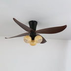 Ceiling Fan 90cm Wood-Look Blades Glass Light Remote Control