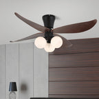 Ceiling Fan 90cm Wood-Look Blades Glass Light Remote Control