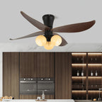 Ceiling Fan 90cm Wood-Look Blades Glass Light Remote Control