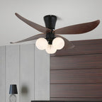 Ceiling Fan 90cm Wood-Look Blades Glass Light Remote Control