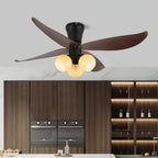 Ceiling Fan 90cm Wood-Look Blades Glass Light Remote Control