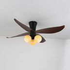 Ceiling Fan 90cm Wood-Look Blades Glass Light Remote Control