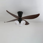 Ceiling Fan 90cm Wood-Look Blades Glass Light Remote Control