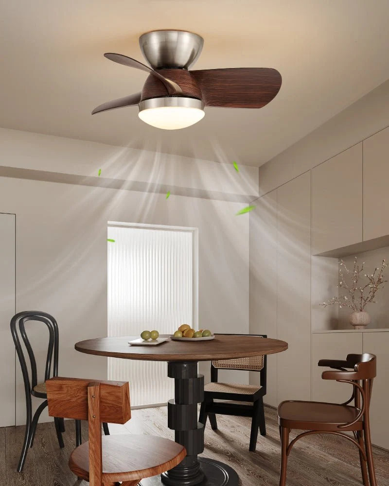 Ceiling Fan Dimmable LED & Remote 6-Speed Walnut Finish