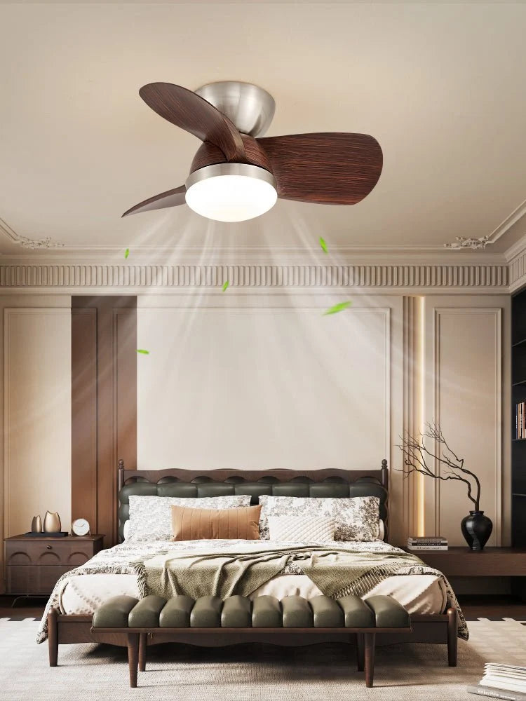 Ceiling Fan Dimmable LED & Remote 6-Speed Walnut Finish