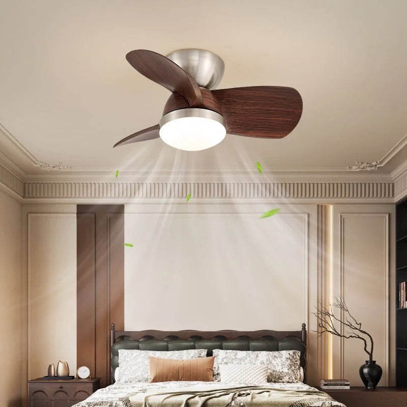 Ceiling Fan Dimmable LED & Remote 6-Speed Walnut Finish