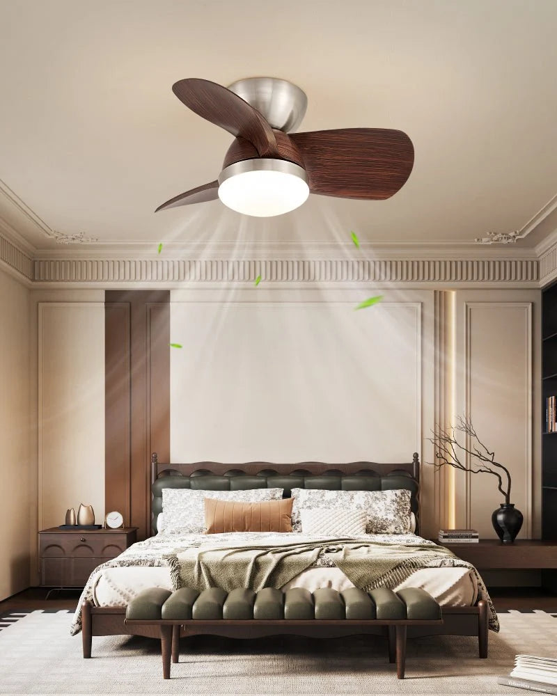 Ceiling Fan Dimmable LED & Remote 6-Speed Walnut Finish