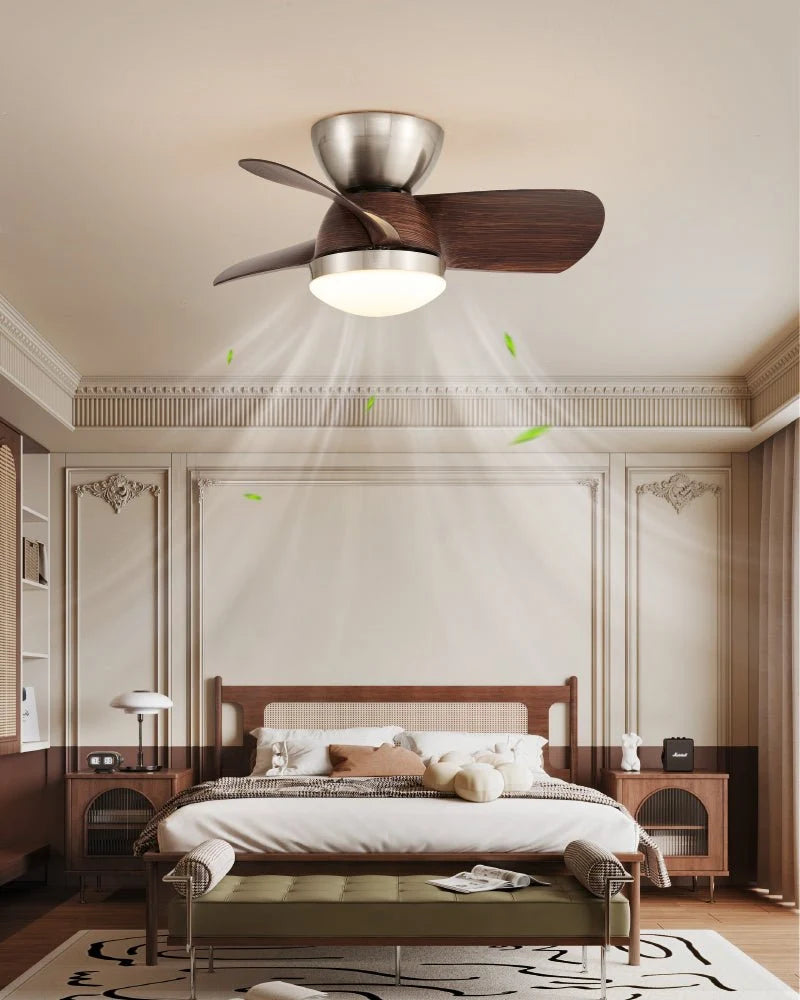 Ceiling Fan Dimmable LED & Remote 6-Speed Walnut Finish
