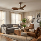 Ceiling Fan Dimmable LED & Remote Walnut & Nickel Finish