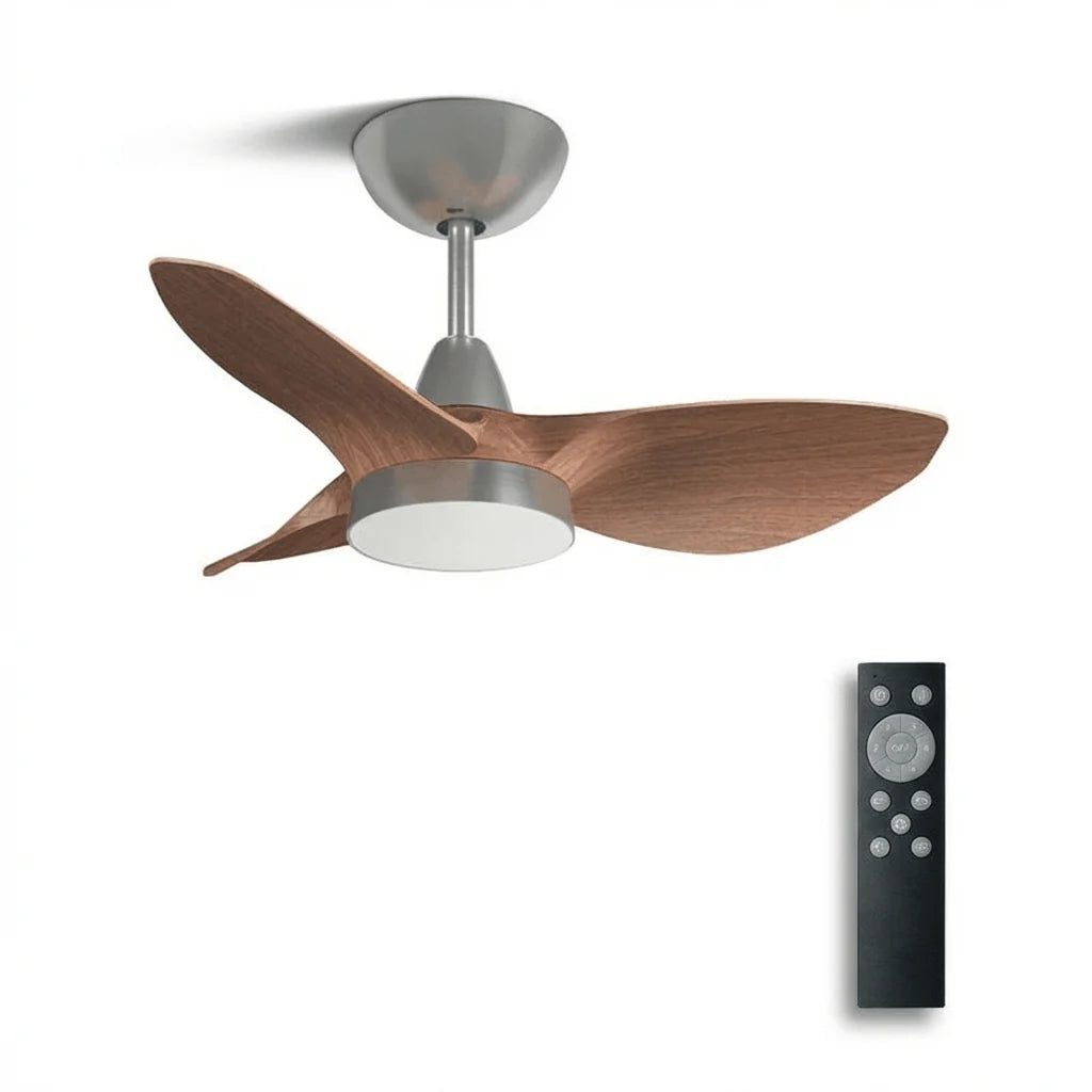 Ceiling Fan Dimmable LED & Remote Walnut & Nickel Finish