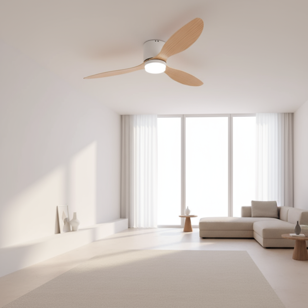 Ceiling Fan Flush-Mount Dimmable LED & Remote Control