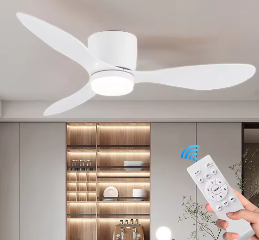 Ceiling Fan Flush-Mount Dimmable LED & Remote Control