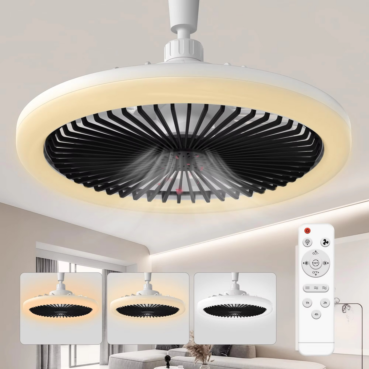 Ceiling Fan Flush-Mount Integrated LED Remote Control