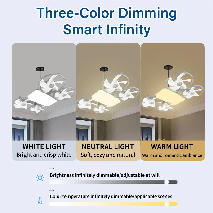 Ceiling Fan Flush-Mount LED Dimmable Remote Control