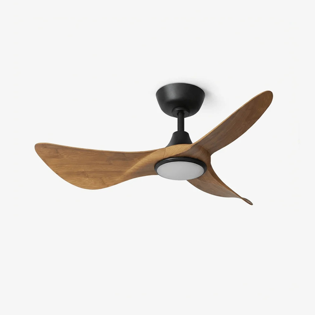 Ceiling Fan Hand-Carved Wood Blades Dimmable LED & Remote