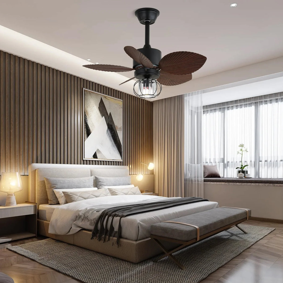 Ceiling Fan Industrial Integrated Light & Remote