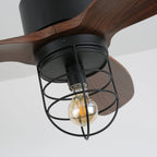 Ceiling Fan Industrial Walnut Finish Six Speeds Remote Control