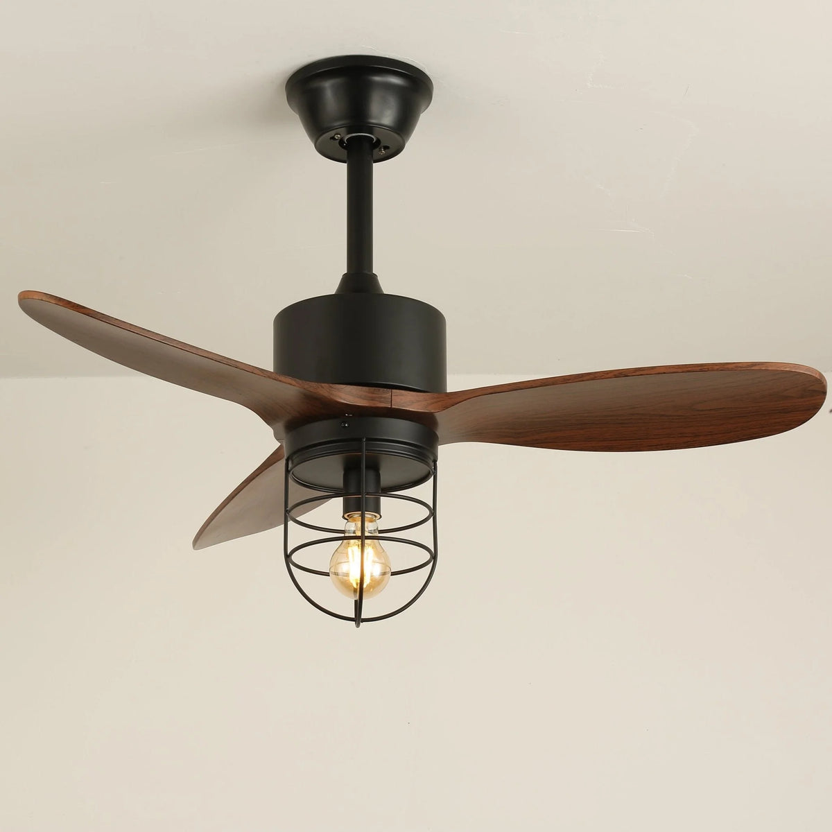 Ceiling Fan Industrial Walnut Finish Six Speeds Remote Control