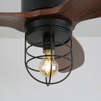Ceiling Fan Industrial Walnut Finish Six Speeds Remote Control