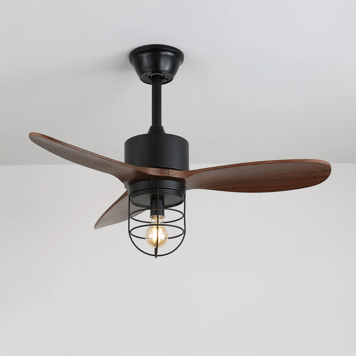 Ceiling Fan Industrial Walnut Finish Six Speeds Remote Control