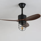 Ceiling Fan Industrial Walnut Finish Six Speeds Remote Control