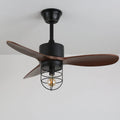 Ceiling Fan Industrial Walnut Finish Six Speeds Remote Control