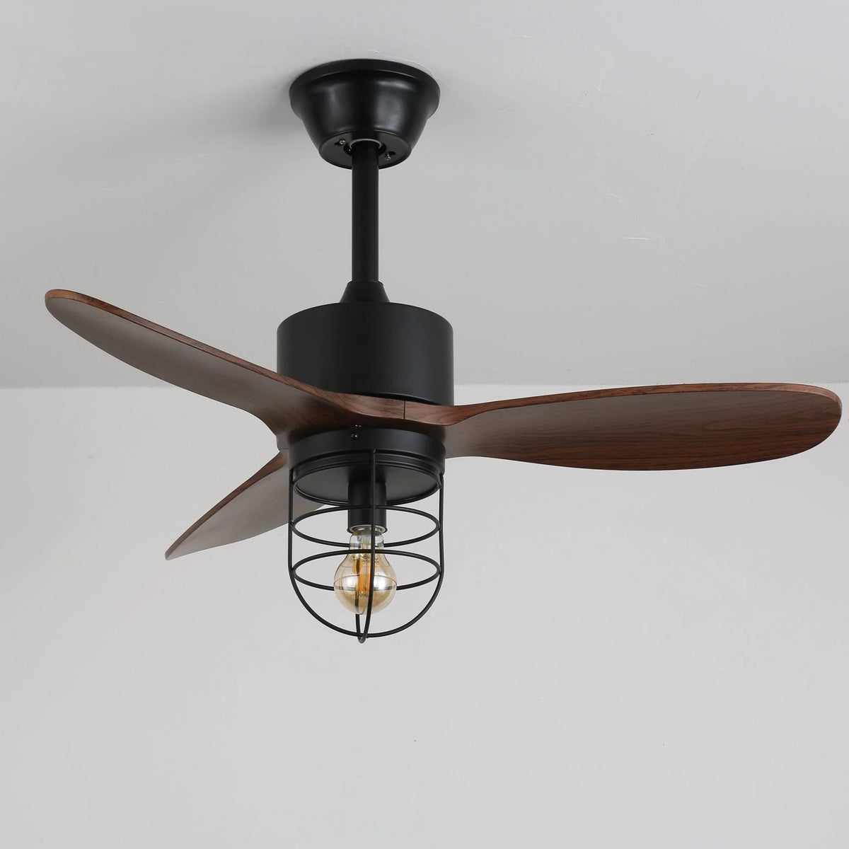 Ceiling Fan Industrial Walnut Finish Six Speeds Remote Control