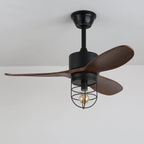 Ceiling Fan Industrial Walnut Finish Six Speeds Remote Control
