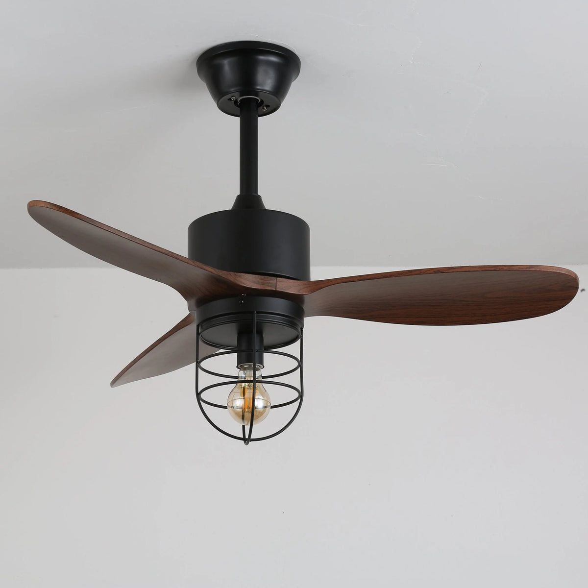 Ceiling Fan Industrial Walnut Finish Six Speeds Remote Control