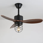 Ceiling Fan Industrial Walnut Finish Six Speeds Remote Control