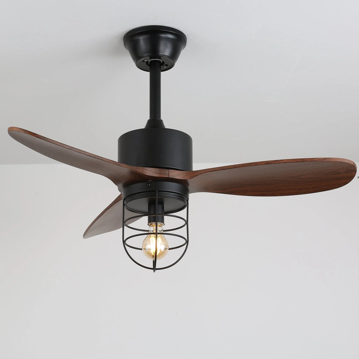 Ceiling Fan Industrial Walnut Finish Six Speeds Remote Control