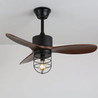 Ceiling Fan Industrial Walnut Finish Six Speeds Remote Control