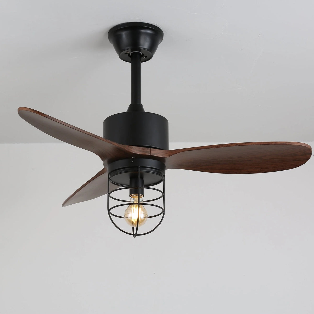 Ceiling Fan Industrial Walnut Finish Six Speeds Remote Control