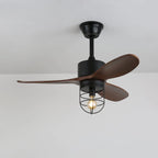 Ceiling Fan Industrial Walnut Finish Six Speeds Remote Control