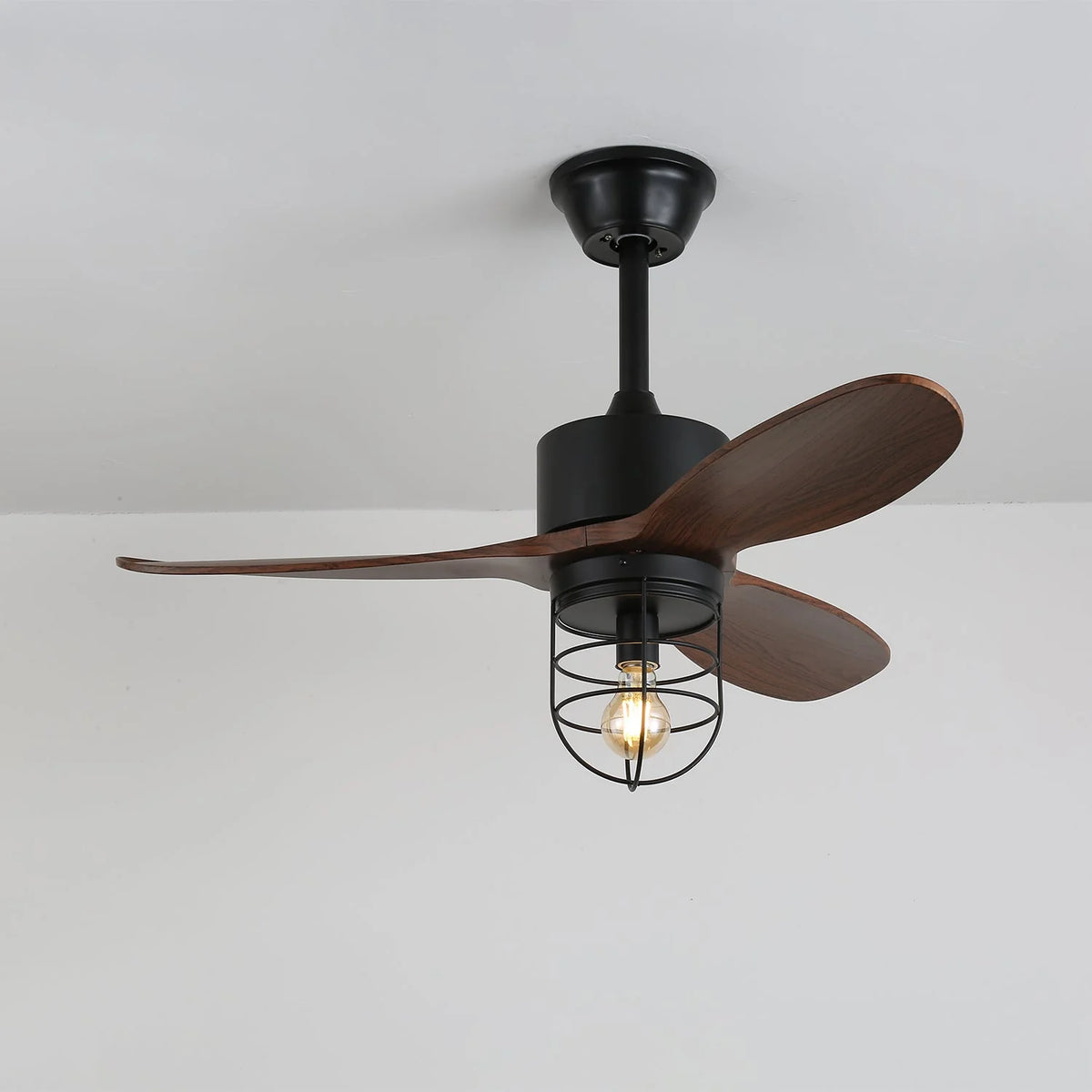 Ceiling Fan Industrial Walnut Finish Six Speeds Remote Control