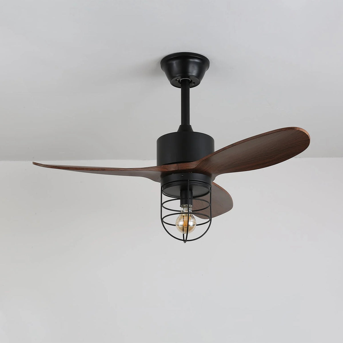 Ceiling Fan Industrial Walnut Finish Six Speeds Remote Control