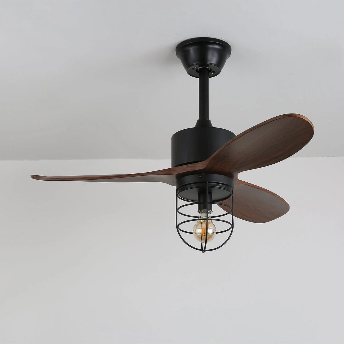 Ceiling Fan Industrial Walnut Finish Six Speeds Remote Control