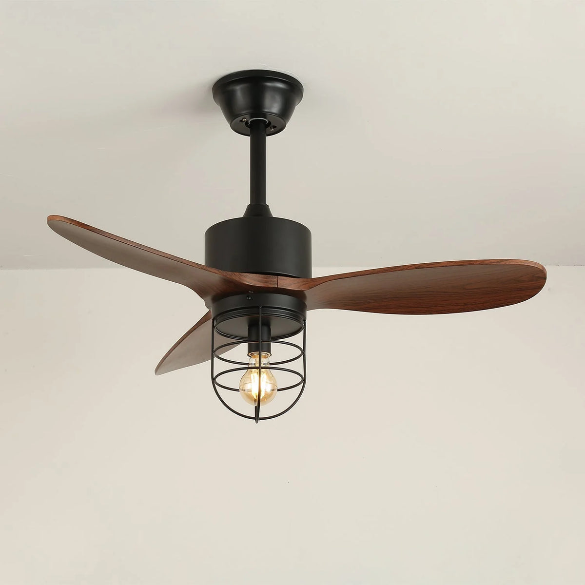 Ceiling Fan Industrial Walnut Finish Six Speeds Remote Control