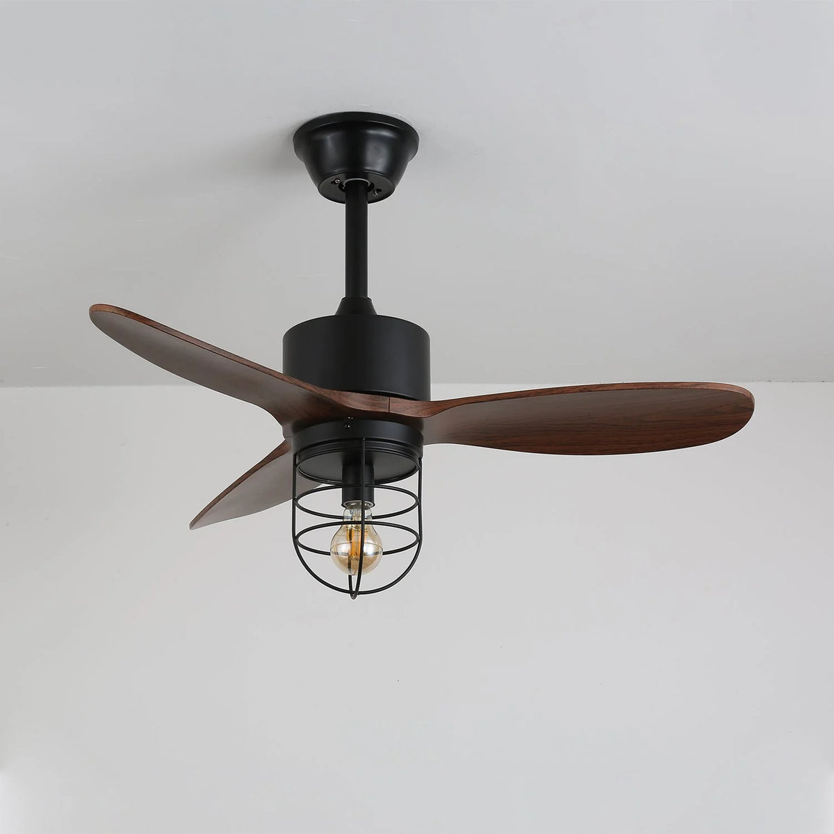 Ceiling Fan Industrial Walnut Finish Six Speeds Remote Control