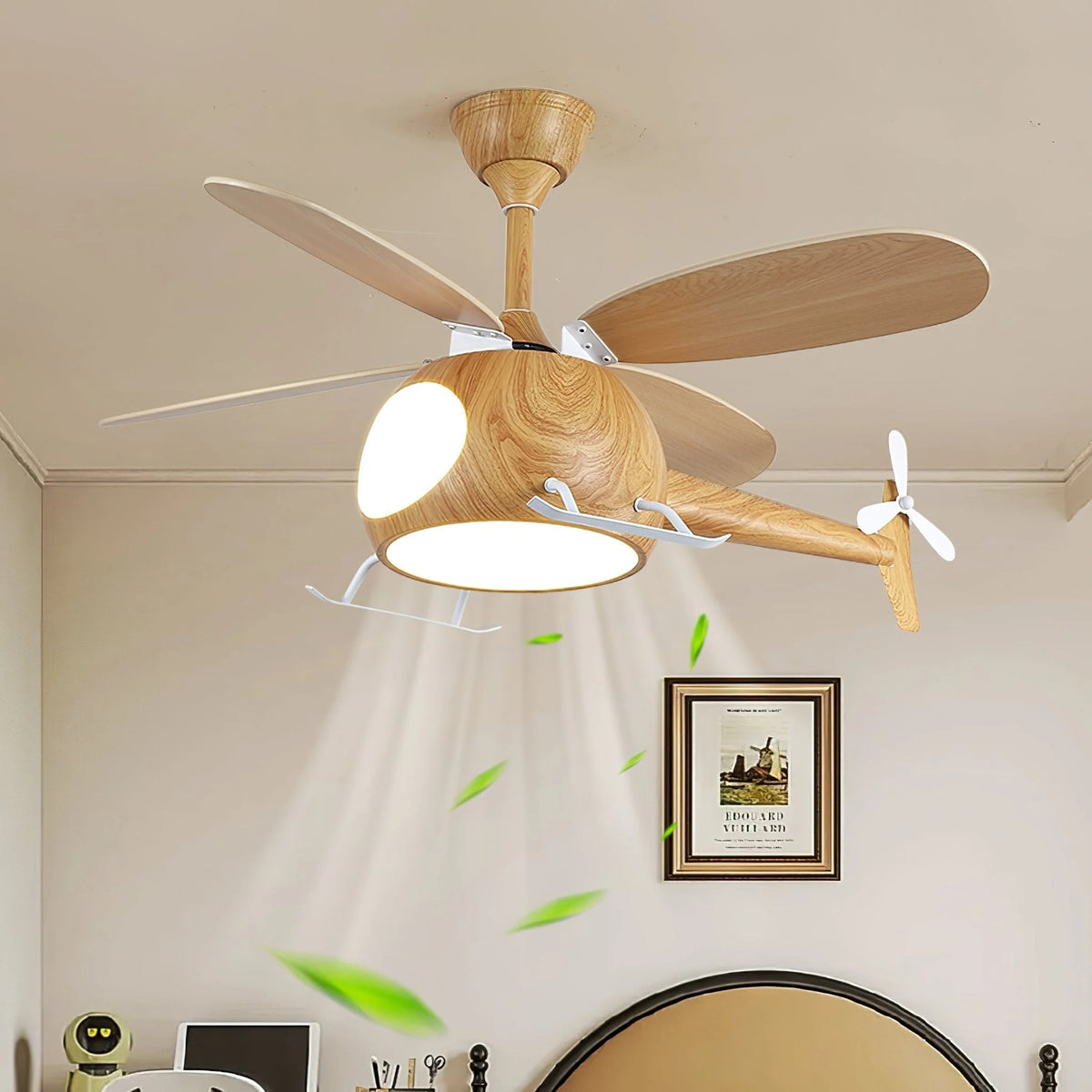 Ceiling Fan Integrated LED Remote Control Walnut Finish