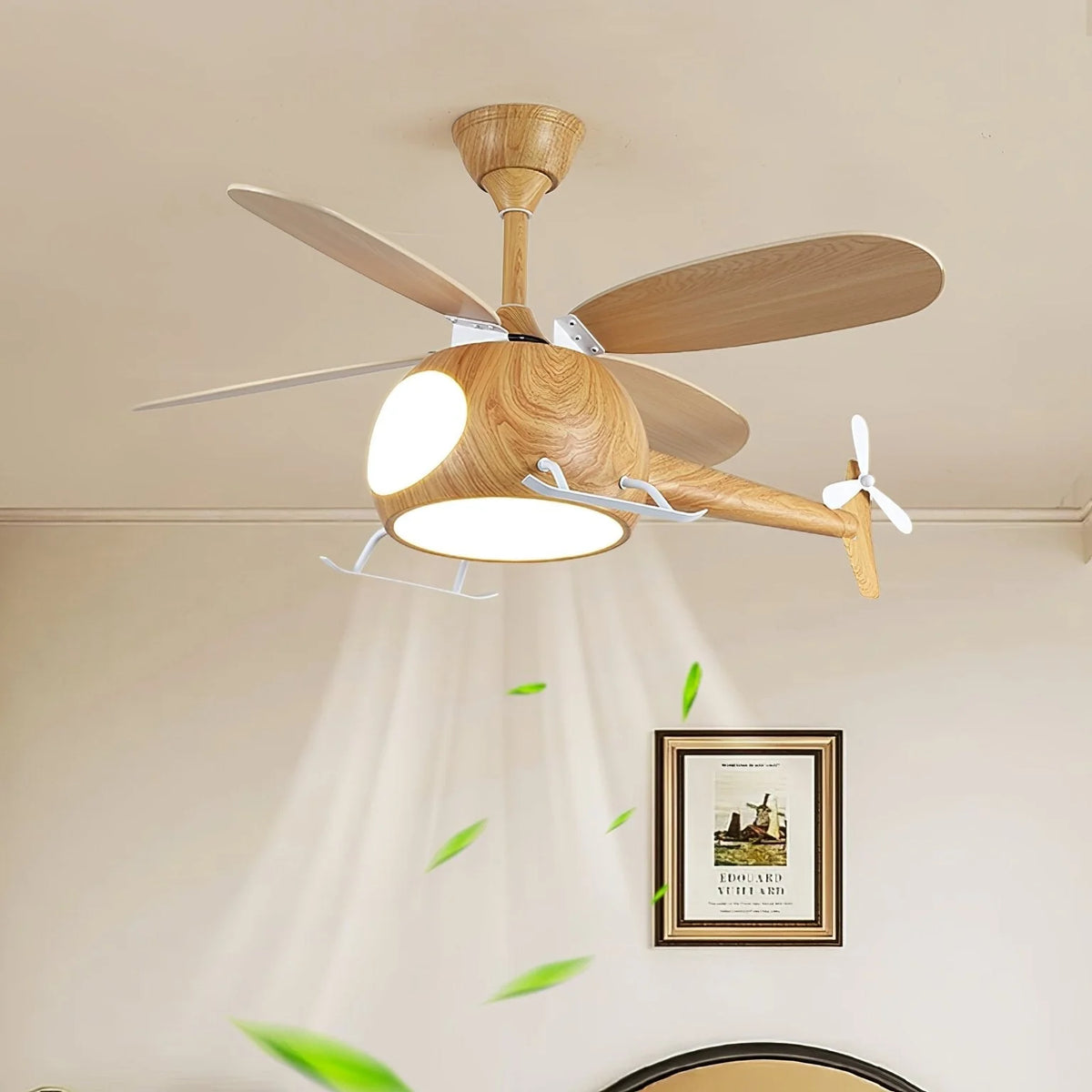 Ceiling Fan Integrated LED Remote Control Walnut Finish