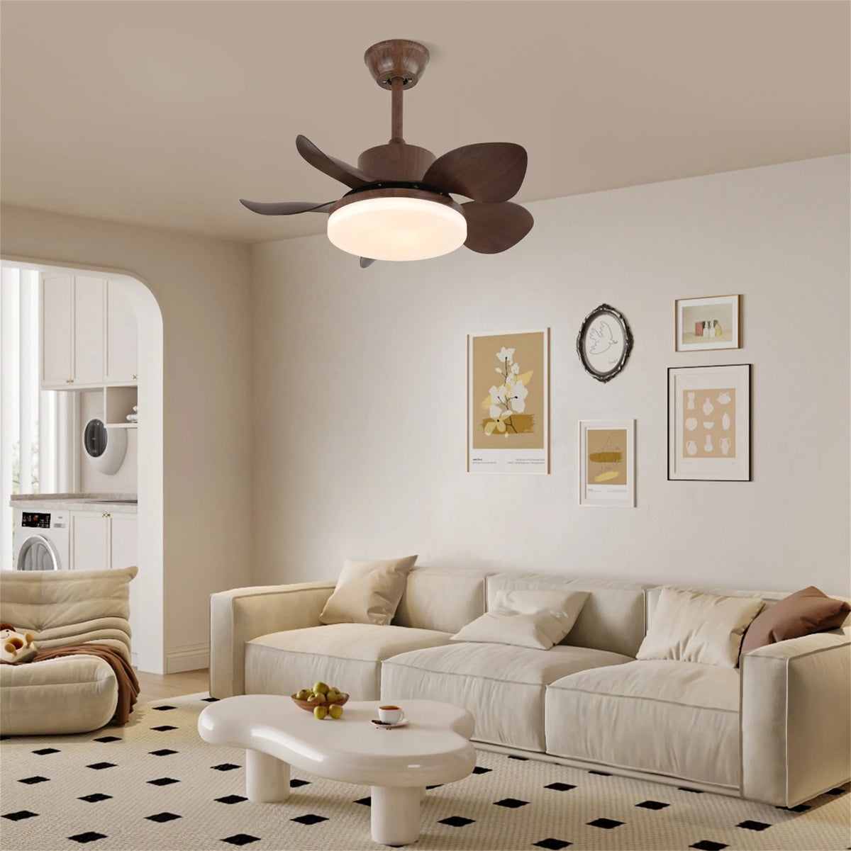 Ceiling Fan Integrated LED & Remote Control Wood-Look Blades