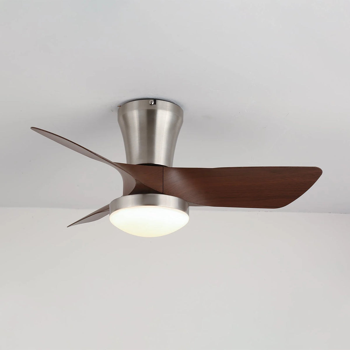 Ceiling Fan Integrated LED Walnut Finish Six-Speed & Remote