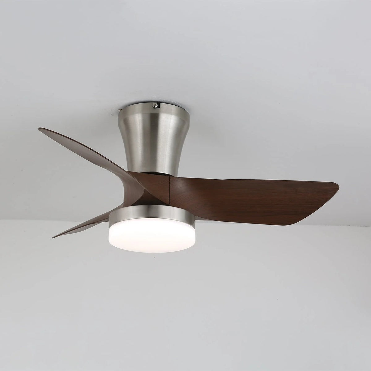 Ceiling Fan Integrated LED Walnut Finish Six-Speed & Remote