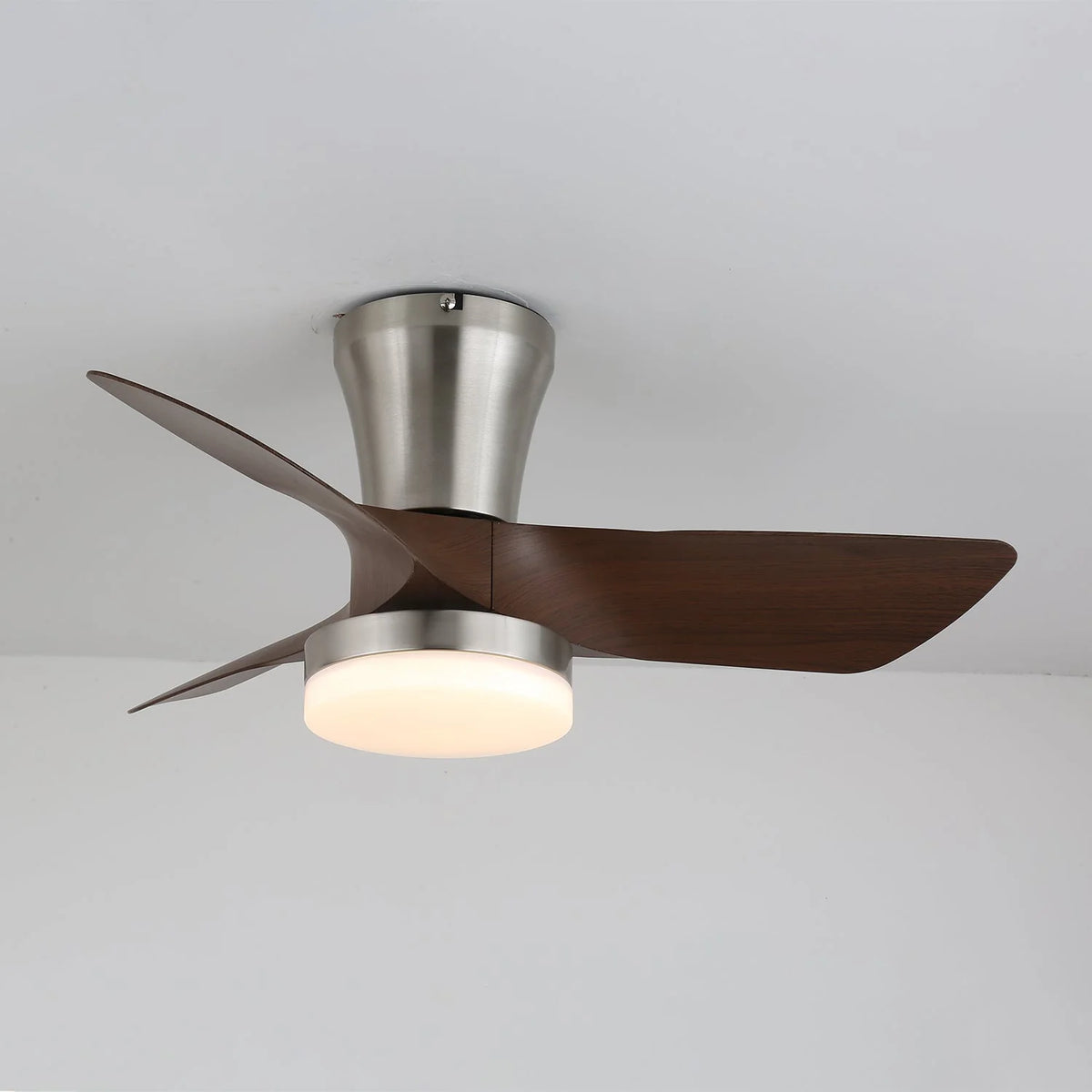 Ceiling Fan Integrated LED Walnut Finish Six-Speed & Remote