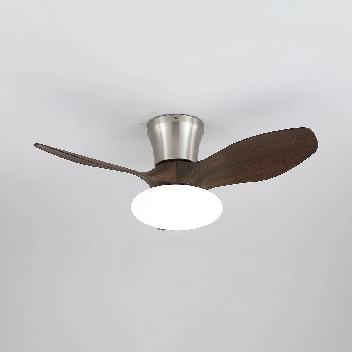 Ceiling Fan Integrated LED Wooden Blades Quiet DC Motor