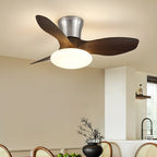 Ceiling Fan Integrated LED Wooden Blades Quiet DC Motor