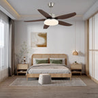 Ceiling Fan LED Light Remote 6 Speeds Wood Finish
